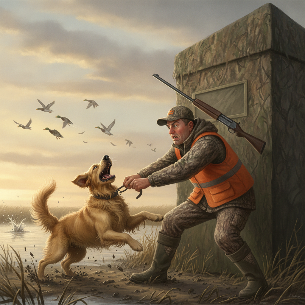 Untrained dog disrupting a waterfowl hunt
